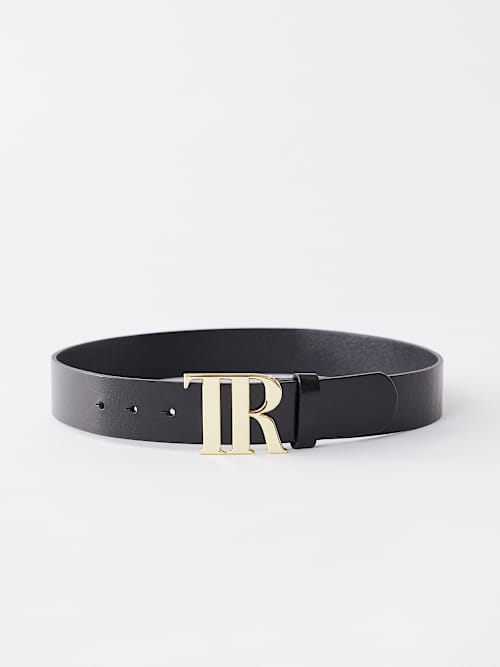 Унисекс ремень True Religion TR с золотой пряжкой, черный