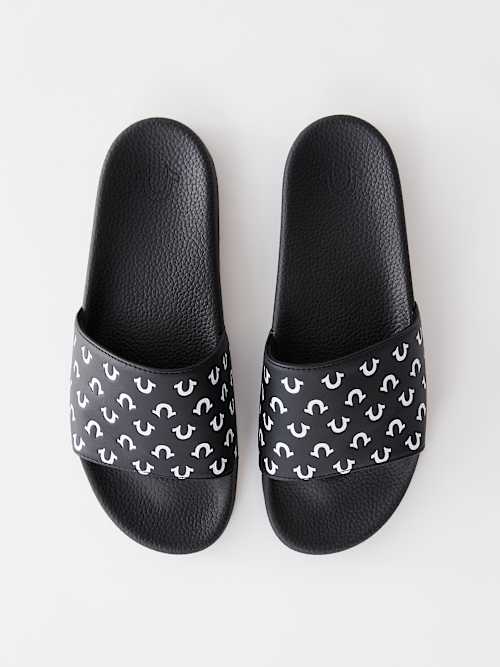 ШЛЕПАНЦЫ TRUE RELIGION LOGO PRINT SLIDE. 