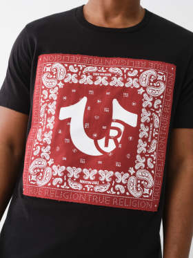 PAISLEY TWILL APPLIQUE LOGO TEE
