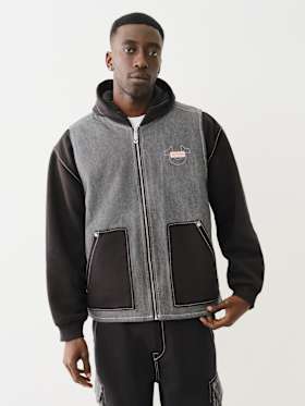 HEAVY WEIGHT FLEECE LINED BIG T DENIM JACKET