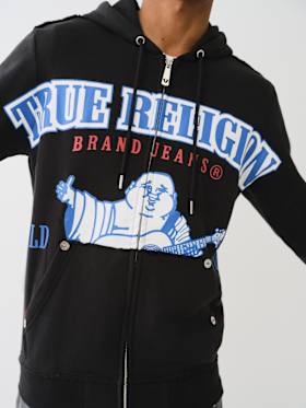 EXAGGERATED ICON RAW TRIM ZIP HOODIE