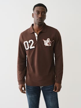 BUDDHA APPLIQUE RUGBY POLO SHIRT