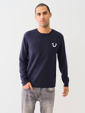 EMBROIDERED LOGO CREW SWEATER