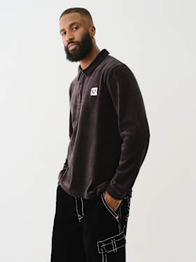 VELVET LONG SLEEVE POLO SHIRT