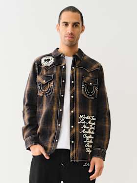 WESTERN BIG T LOGO PLAID SHIRT