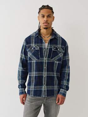 INDIGO PLAID WORKWEAR  SHIRT