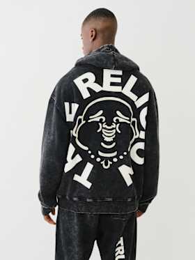 MINERAL WASH BUDDHA FACE HOODIE 