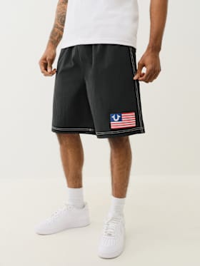 BELTED NYLON TRUE FLAG SHORT