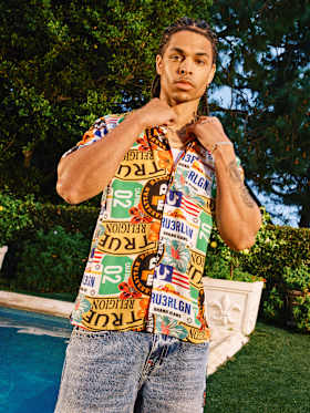 ALLOVER WEST COAST LOGO CAMP COLLAR SHIRT