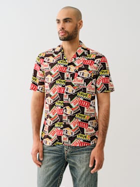 ALLOVER VINTAGE LOGO CAMP COLLAR SHIRT