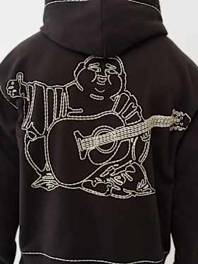 SUPER T EMBROIDERED BUDDHA LOGO ZIP HOODIE