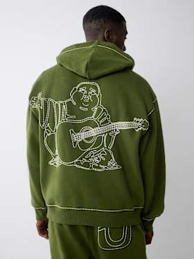 SUPER T EMBROIDERED BUDDHA LOGO ZIP HOODIE