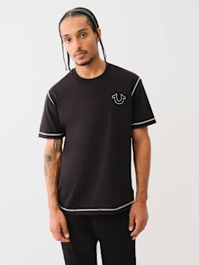 EMBROIDERED HORSESHOE FLATLOCK TEE