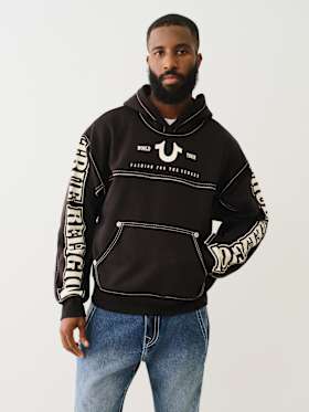 BIG T LOGO ZIP TRIM HOODIE
