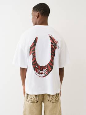 PAINTED PUFF PRINT HORSESHOE OVERSIZED TEE