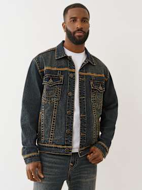 SUPER T FLATLOCK DENIM TRUCKER JACKET