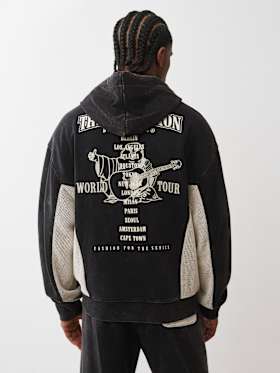 MESH INSET BOXY ZIP HOODIE