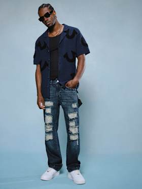 RICKY DISTRESSED FLAP STRAIGHT JEAN