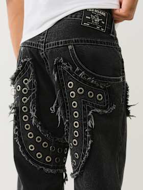 VINNY STUDDED HORSESHOE APPLIQUE ULTRA BAGGY JEAN