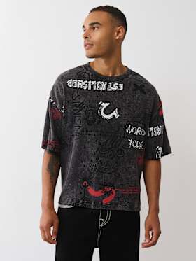 BOXY KNIT GRAFFITI GRAPHIC TOP