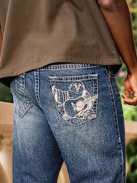 VINNY EMBROIDERED BUDDHA POCKET ULTRA BAGGY JEAN