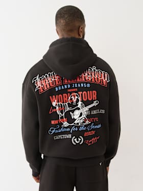MULTI LOGO PRINT ZIP HOODIE
