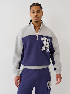 COLOR BLOCKED QUARTER ZIP PULLOVER
