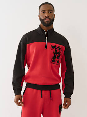 COLOR BLOCKED QUARTER ZIP PULLOVER