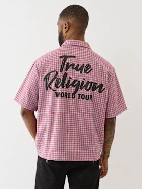 BOXY GRID STRIPE SPORT SHIRT