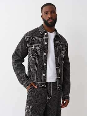 JIMMY OVERSIZED LEOPARD BIG T DENIM JACKET