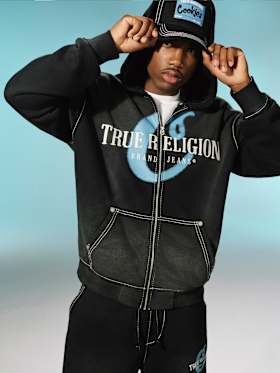 TRUE RELIGION X COOKIES EMBROIDERED ZIP HOODIE