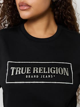 CRYSTAL METALLIC LOGO CREW SWEATSHIRT