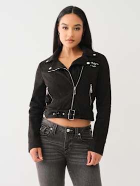 FAUX SUEDE MOTO JACKET