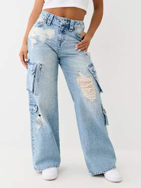 BOBBI DISTRESSED BAGGY CARGO JEAN