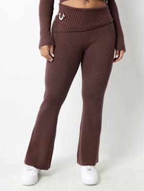 FOLDOVER WAIST RIB BOOTCUT PANT