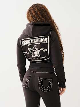 CROP BIG T ZIP HOODIE