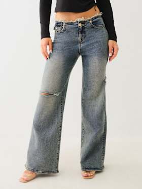 BOBBI FRAYED LOW RISE BAGGY JEAN