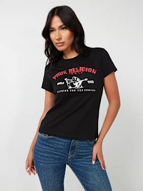 CRYSTAL ARCHED LOGO SLIM TEE