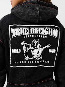 VINTAGE WASH LOGO CROP HOODIE 