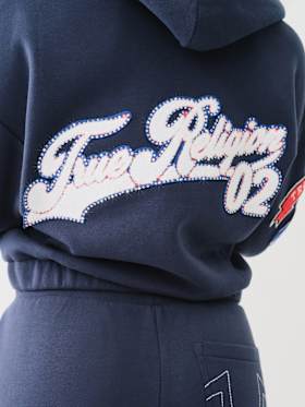 CRYSTAL PATCH ZIP VARSITY HOODIE