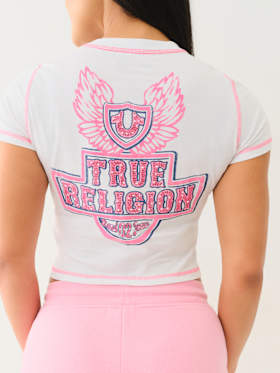 FLATLOCK WINGED CRYSTAL LOGO BABY TEE