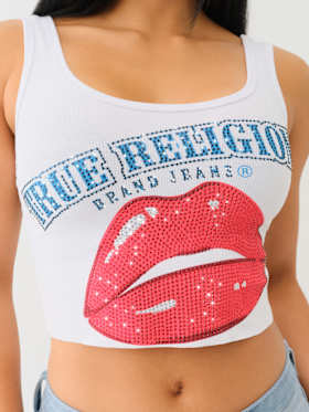 CRYSTAL LIPS RAW HEM CROP TANK