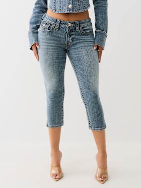 JENNIE MID RISE FLAP SKINNY CAPRI