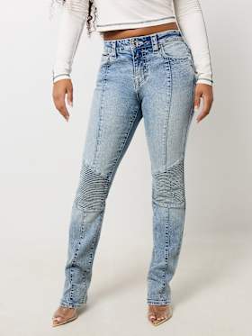 BILLIE MID RISE MOTO STRAIGHT JEAN