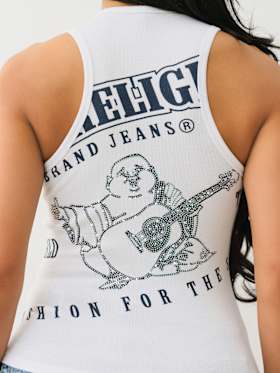CRYSTAL BUDDHA RIBBED TANK
