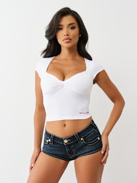 TWIST FRONT CAP SLEEVE TOP