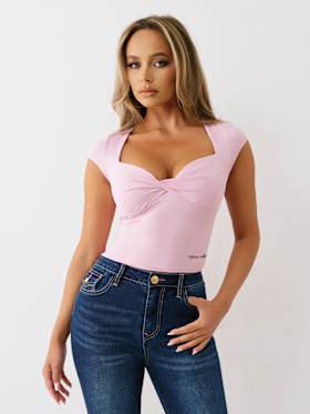 TWIST FRONT CAP SLEEVE TOP