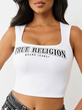 SQUARE NECK LOGO TANK TOP