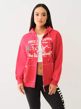 RETRO BIG T BOYFRIEND ZIP HOODIE