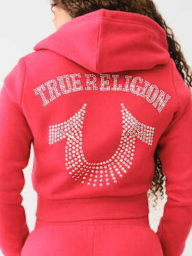 CRYSTAL LOGO CROP ZIP HOODIE